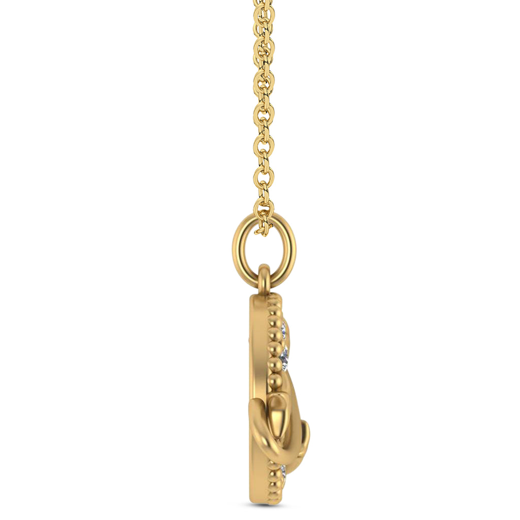 Diamond Planet & Stars Beaded Pendant Necklace 14K Yellow Gold (0.25ct)