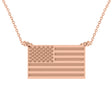 USA Flag Patriotic Pendant Necklace 14K Rose Gold