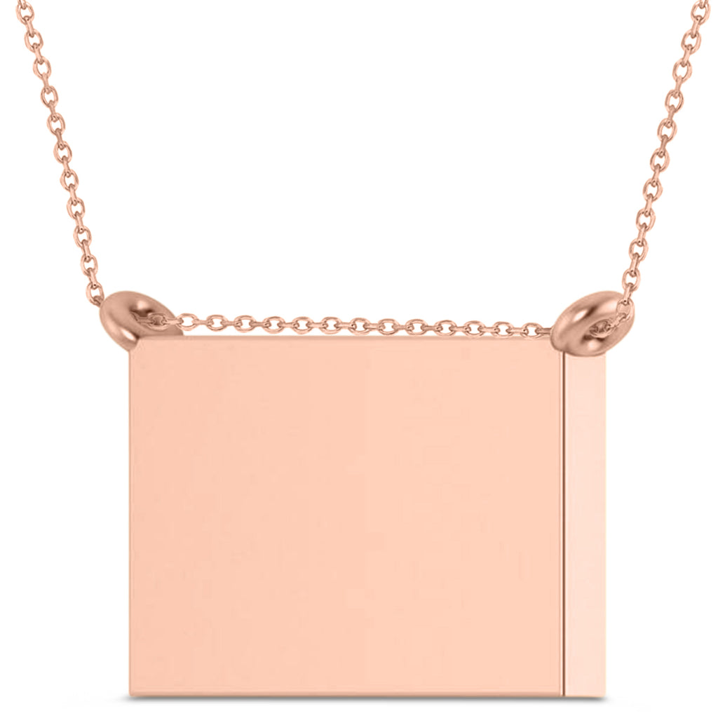 USA Flag Patriotic Pendant Necklace 14K Rose Gold