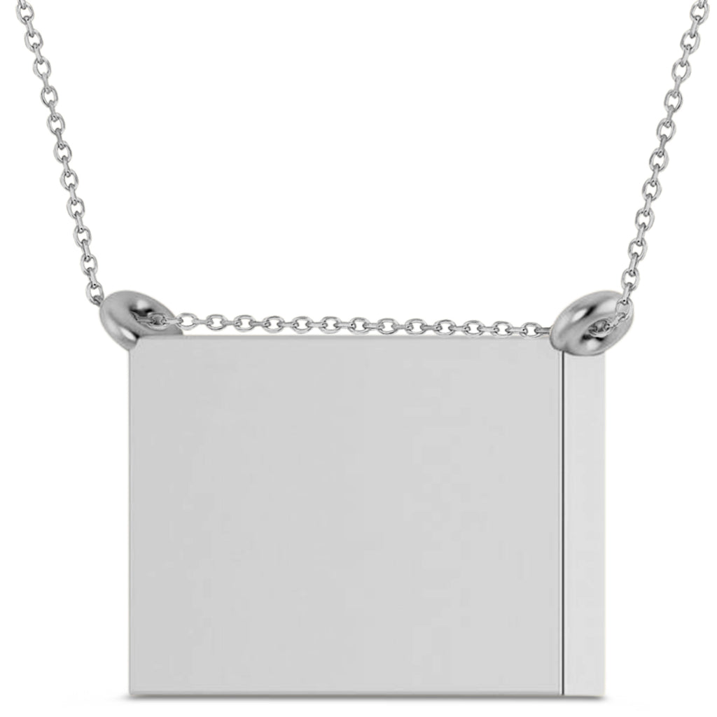 USA Flag Patriotic Pendant Necklace 14K White Gold