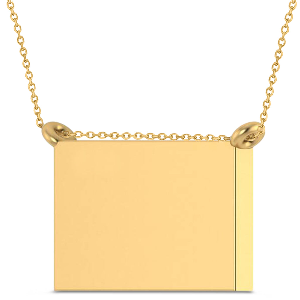 USA Flag Patriotic Pendant Necklace 14K Yellow Gold