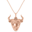 Bull Head Charm Pendant Necklace 14K Rose Gold