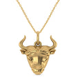 Bull Head Charm Pendant Necklace 14K Yellow Gold