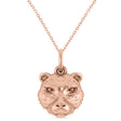 Bear Head Charm Pendant Necklace 14K Rose Gold