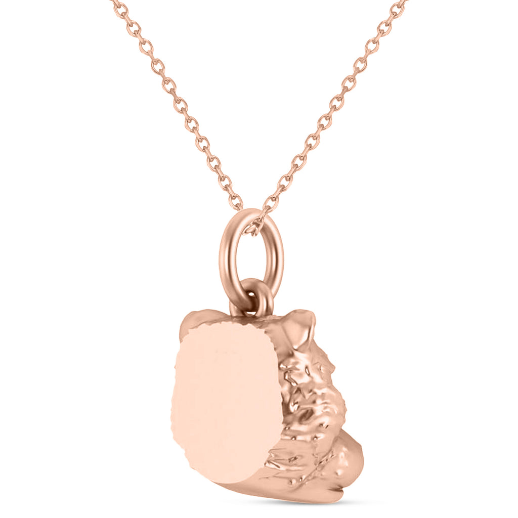 Bear Head Charm Pendant Necklace 14K Rose Gold