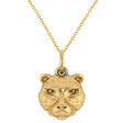 Bear Head Charm Pendant Necklace 14K Yellow Gold