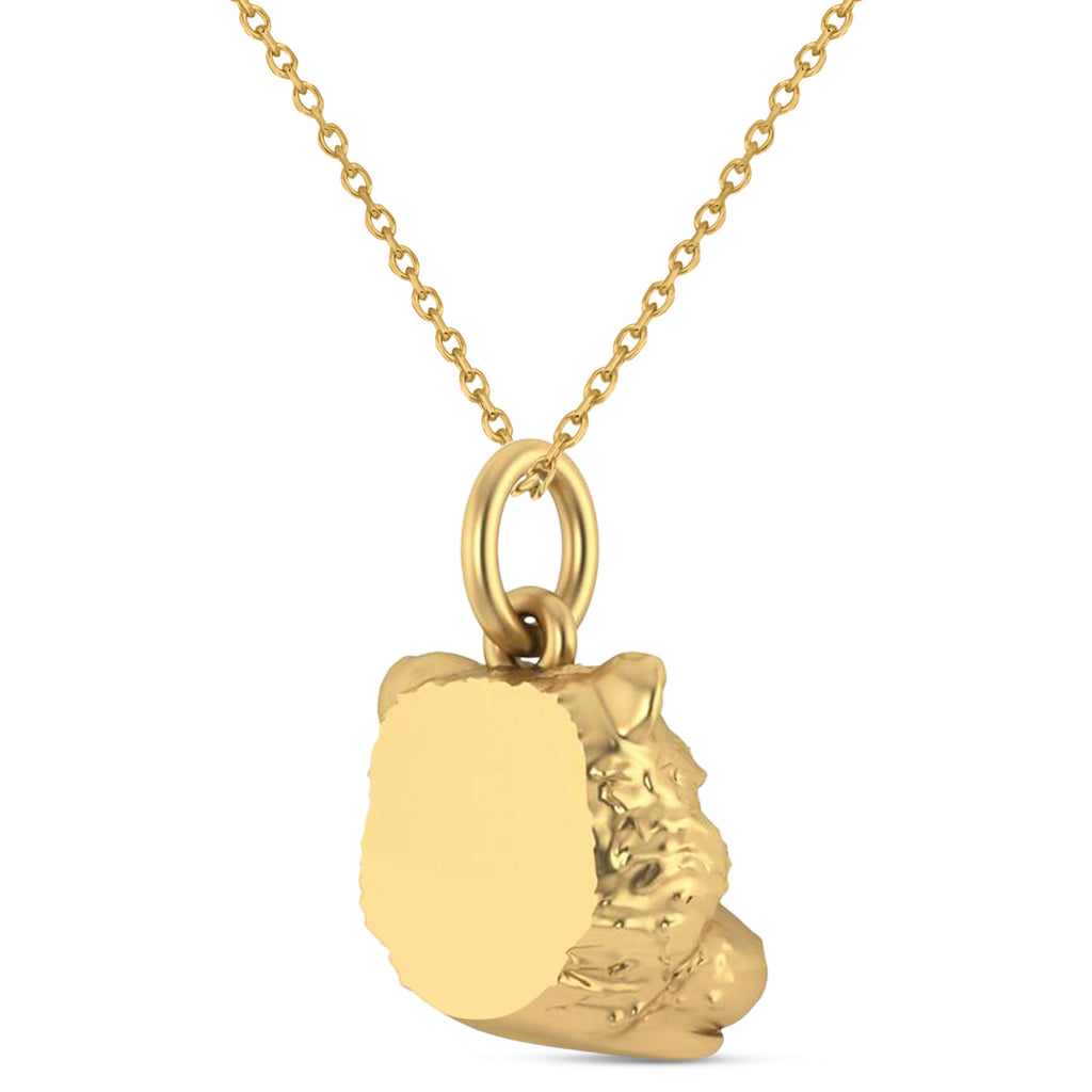 Bear Head Charm Pendant Necklace 14K Yellow Gold