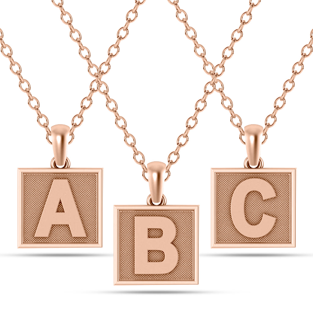 Personalized Initial Letter Pendant Necklace 14K Rose Gold