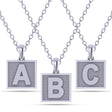 Personalized Initial Letter Pendant Necklace 14K White Gold