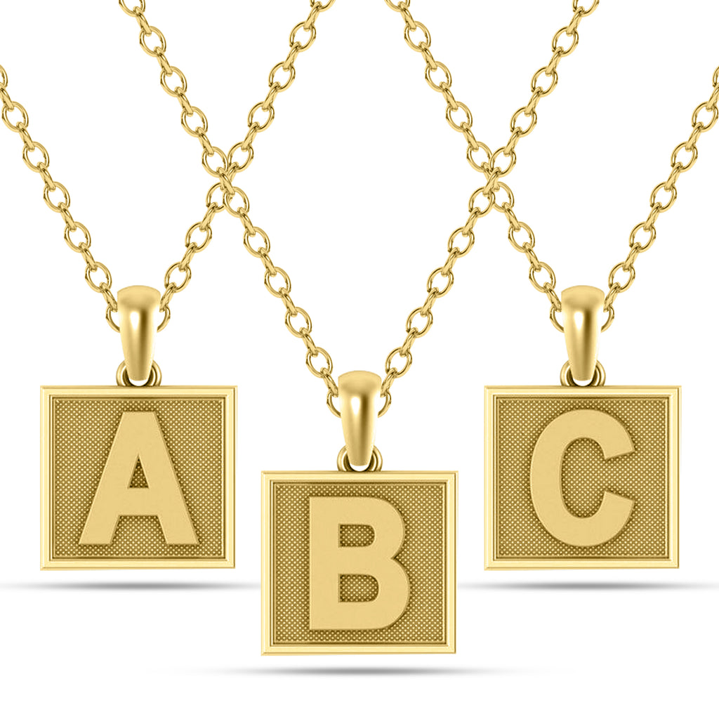 Personalized Initial Letter Pendant Necklace 14K Yellow Gold