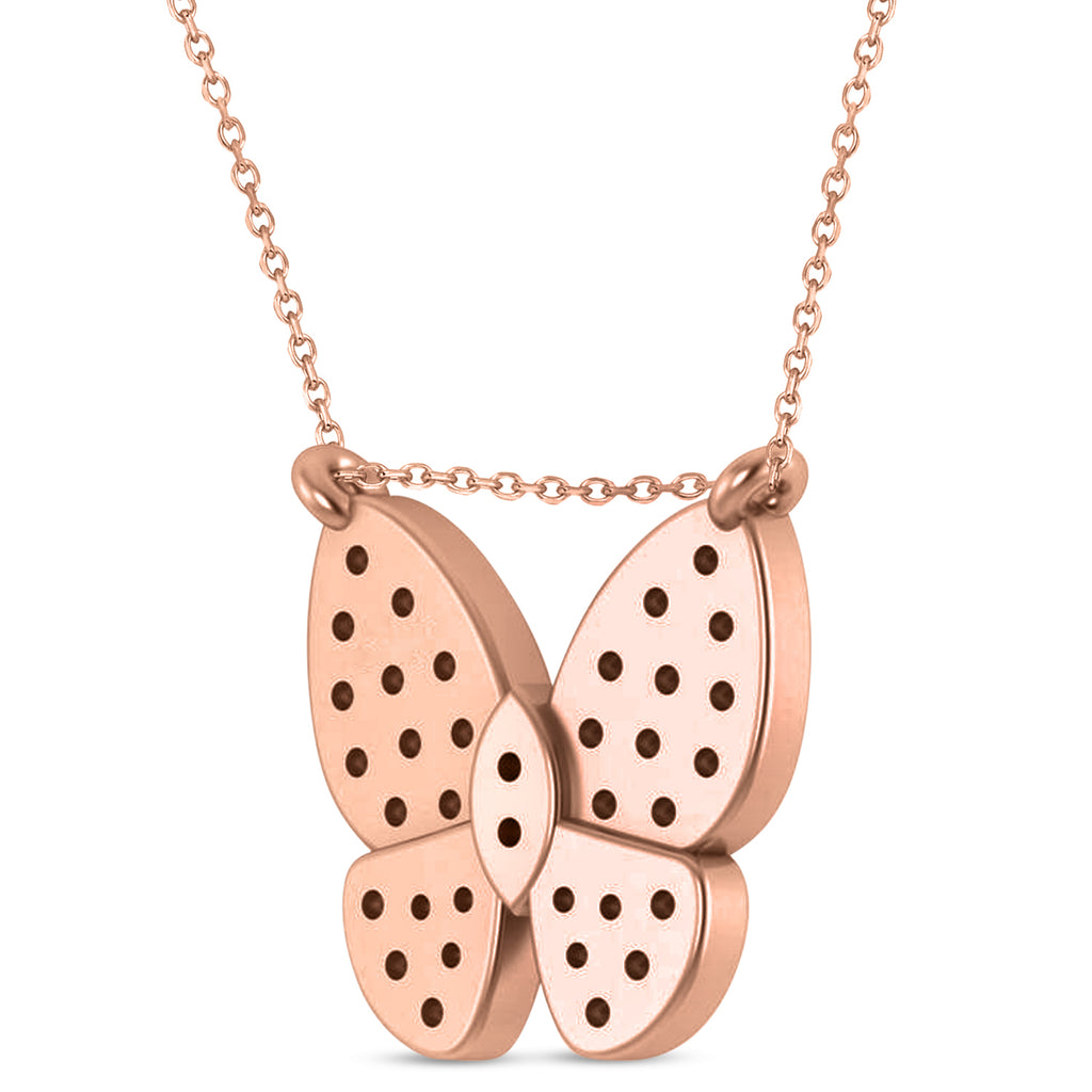 Lab Diamond Butterfly Charm Pendant Necklace 14K Rose Gold (0.51ct)
