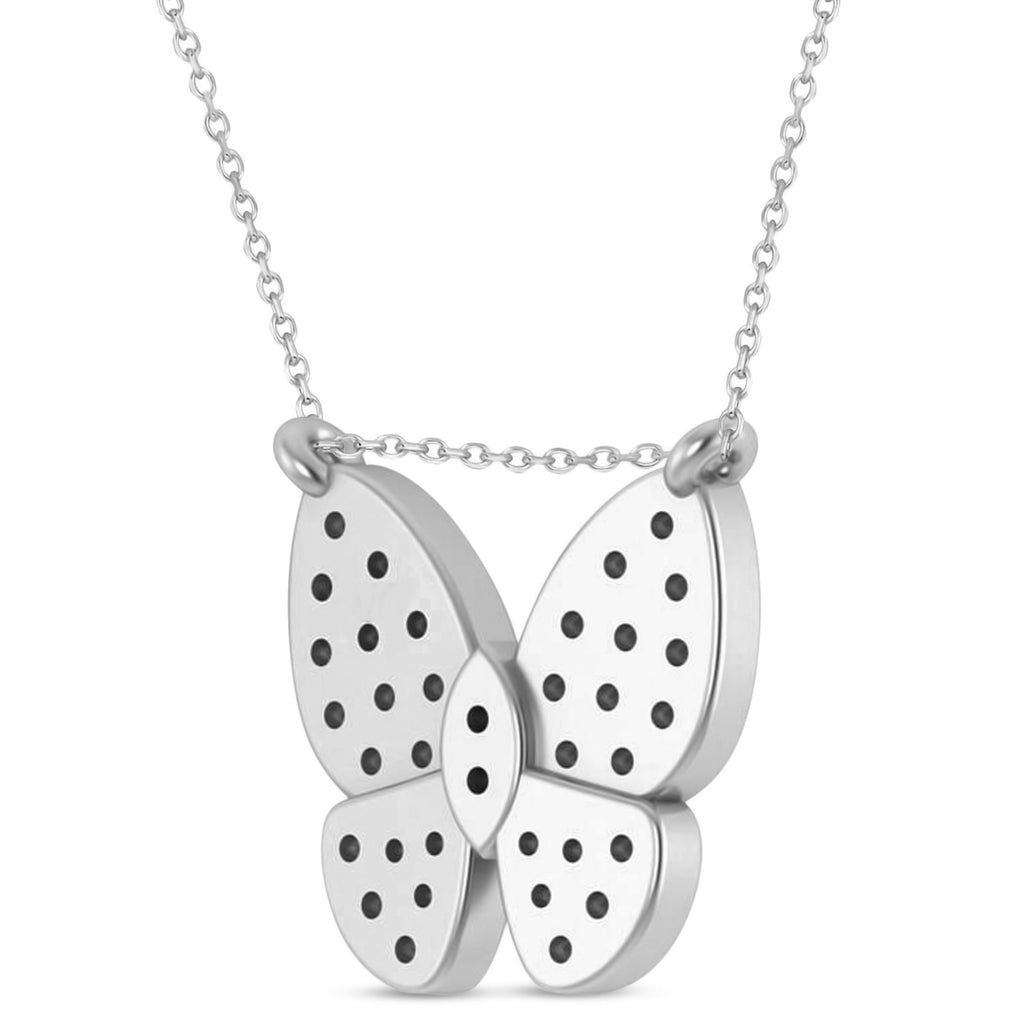Diamond Butterfly Charm Pendant Necklace 14K White Gold (0.51ct)