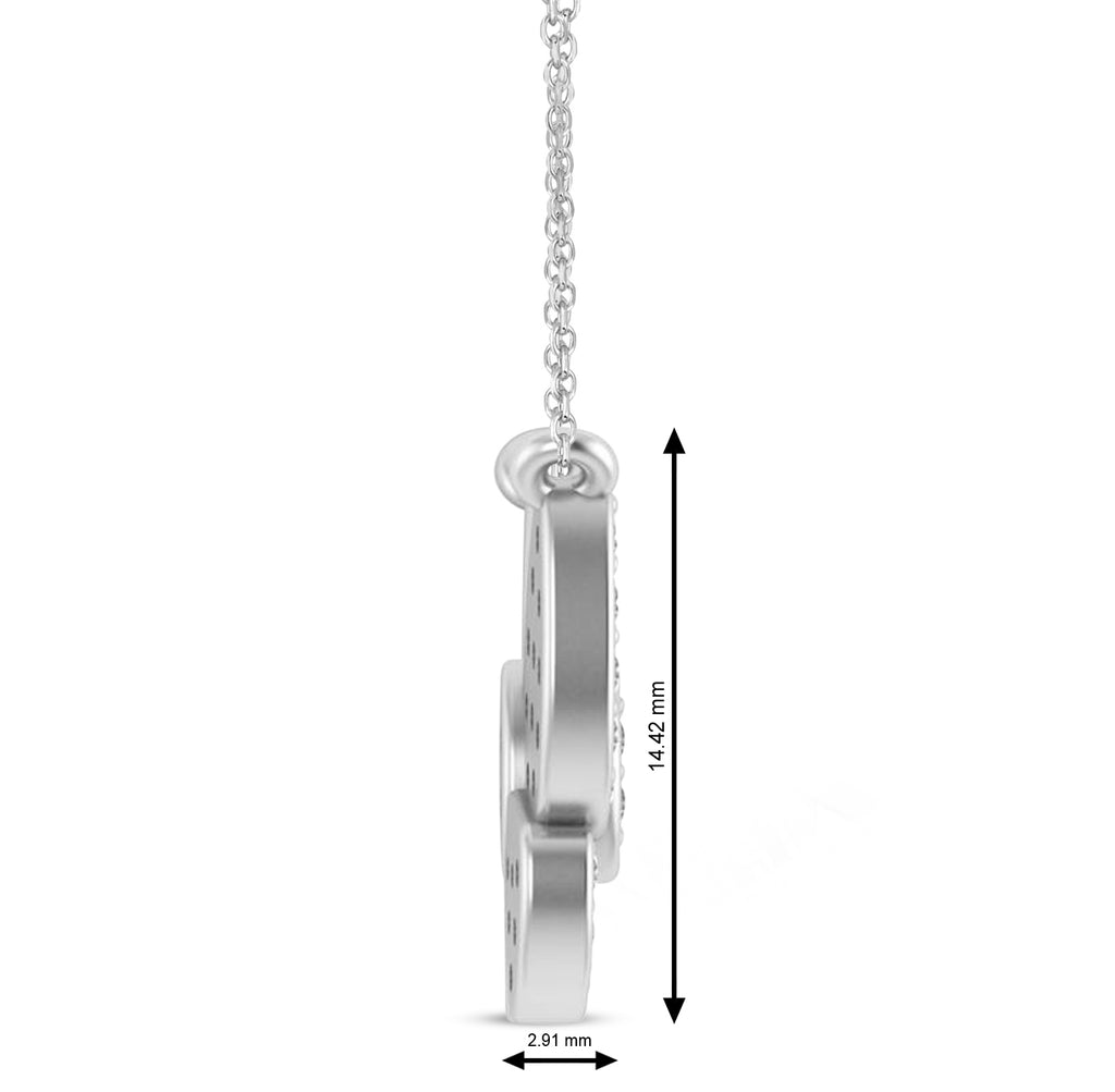 Diamond Butterfly Charm Pendant Necklace 14K White Gold (0.51ct)