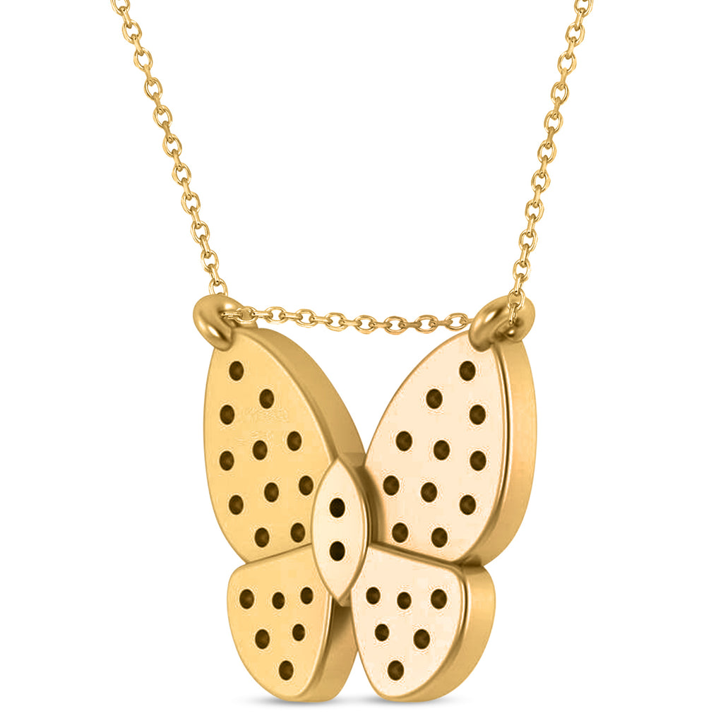 Lab Diamond Butterfly Charm Pendant Necklace 14K Yellow Gold (0.51ct)