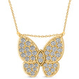 Diamond Butterfly Charm Pendant Necklace 14K Yellow Gold (0.51ct)