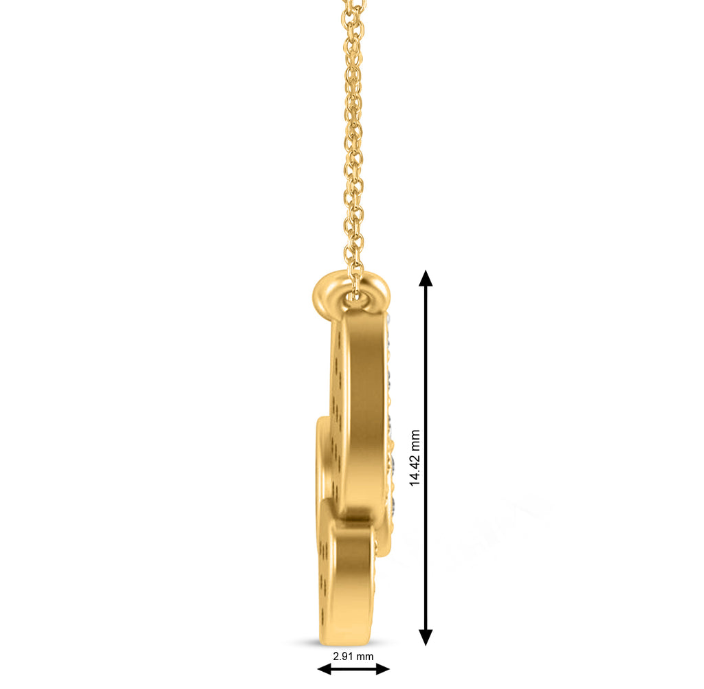 Diamond Butterfly Charm Pendant Necklace 14K Yellow Gold (0.51ct)