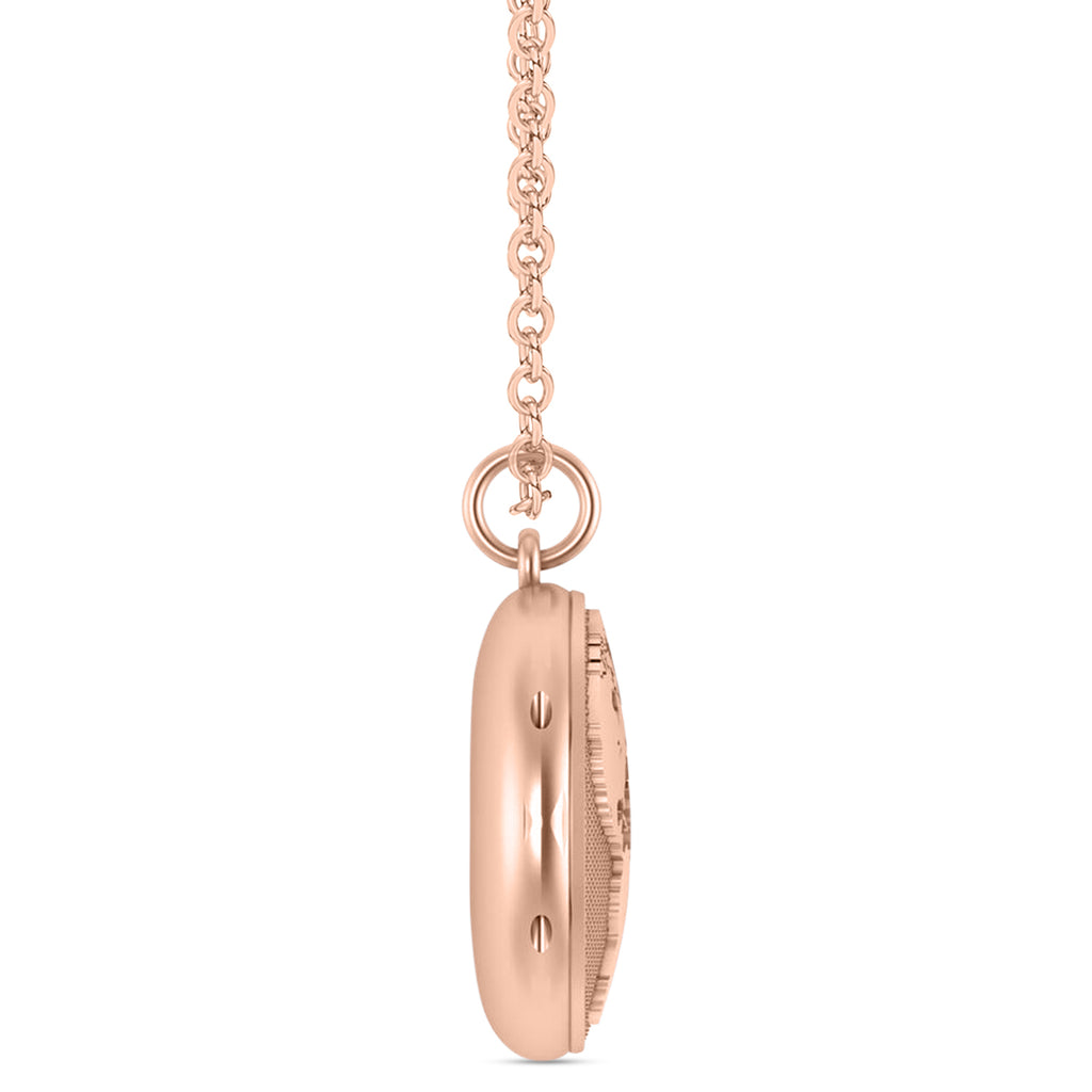 Earth's Geography Charm Locket Pendant Necklace 14K Rose Gold