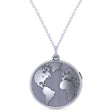Earth's Geography Charm Locket Pendant Necklace 14K White Gold