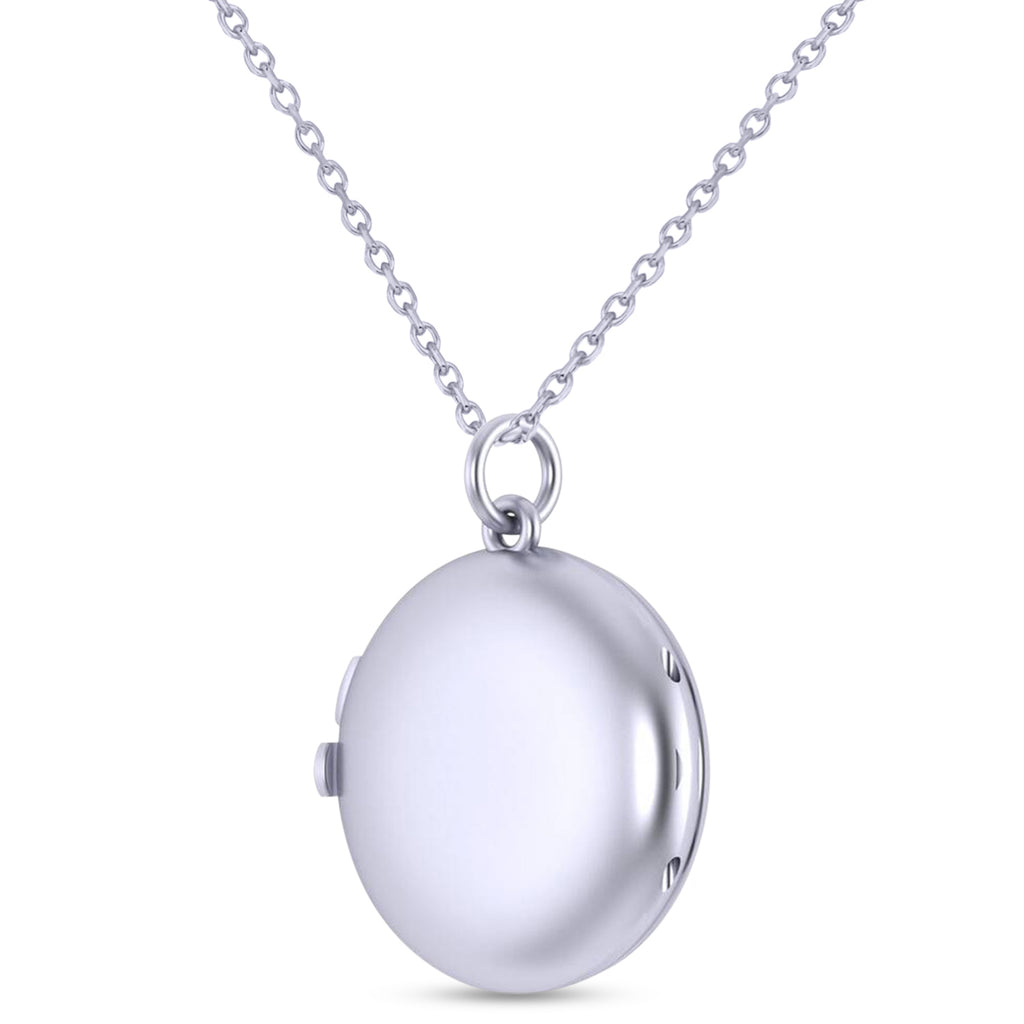 Earth's Geography Charm Locket Pendant Necklace 14K White Gold