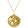 Earth's Geography Charm Locket Pendant Necklace 14K Yellow Gold