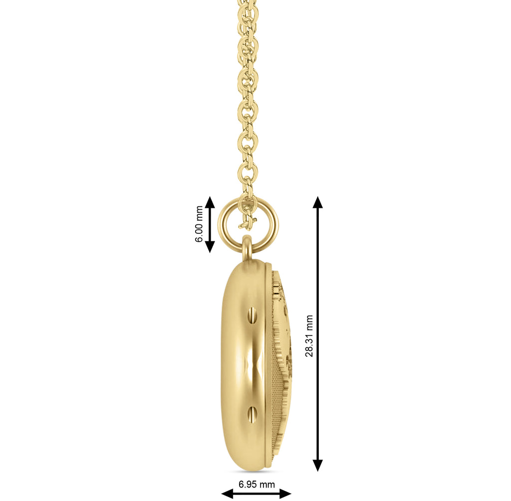 Earth's Geography Charm Locket Pendant Necklace 14K Yellow Gold
