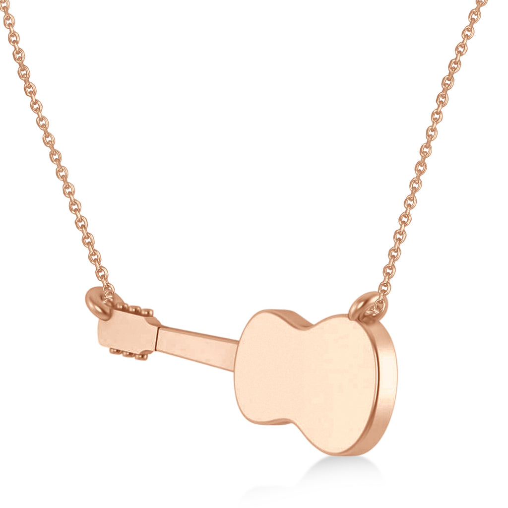 Guitar Charm Pendant Necklace Medium 14K Rose Gold