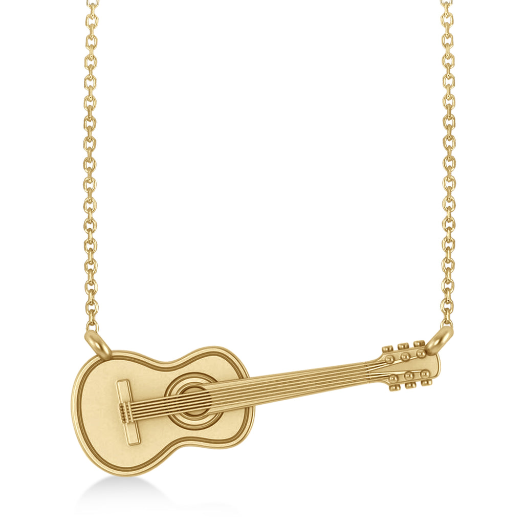 Guitar Charm Pendant Necklace Medium 14K Yellow Gold