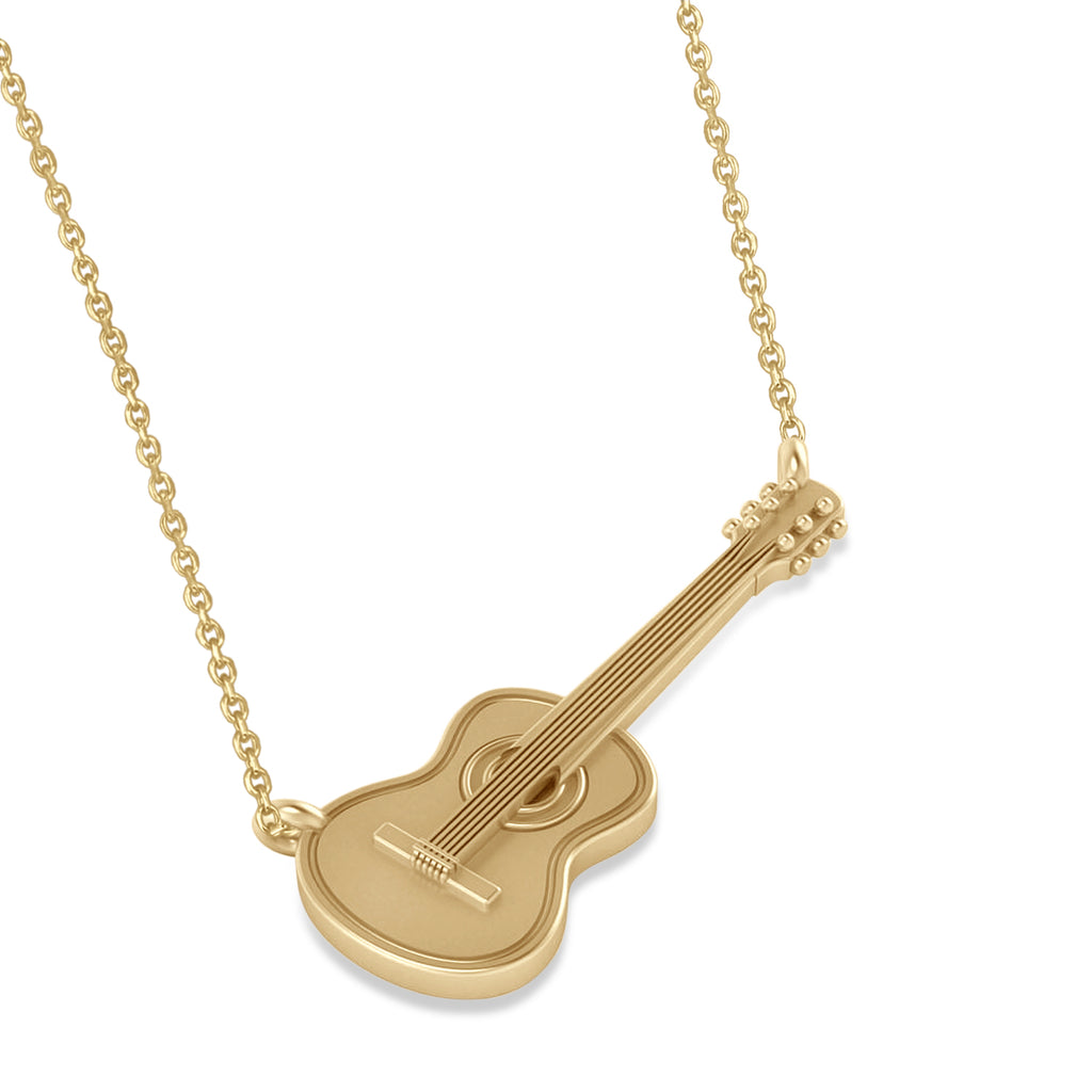 Guitar Charm Pendant Necklace Medium 14K Yellow Gold