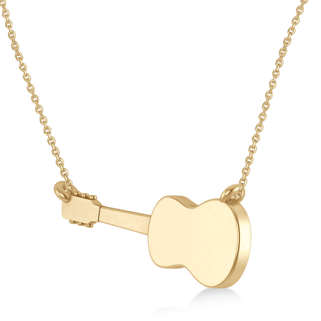 Guitar Charm Pendant Necklace Medium 14K Yellow Gold