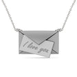 I Love You Envelope Pendant Necklace 14K White Gold