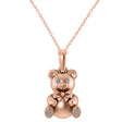Diamond Teddy Bear Charm Pendant Necklace 14K Rose Gold (0.07ct)