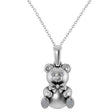 Diamond Teddy Bear Charm Pendant Necklace 14K White Gold (0.07ct)