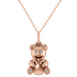 Diamond Teddy Bear Charm Pendant Necklace 14K Rose Gold (0.04ct)