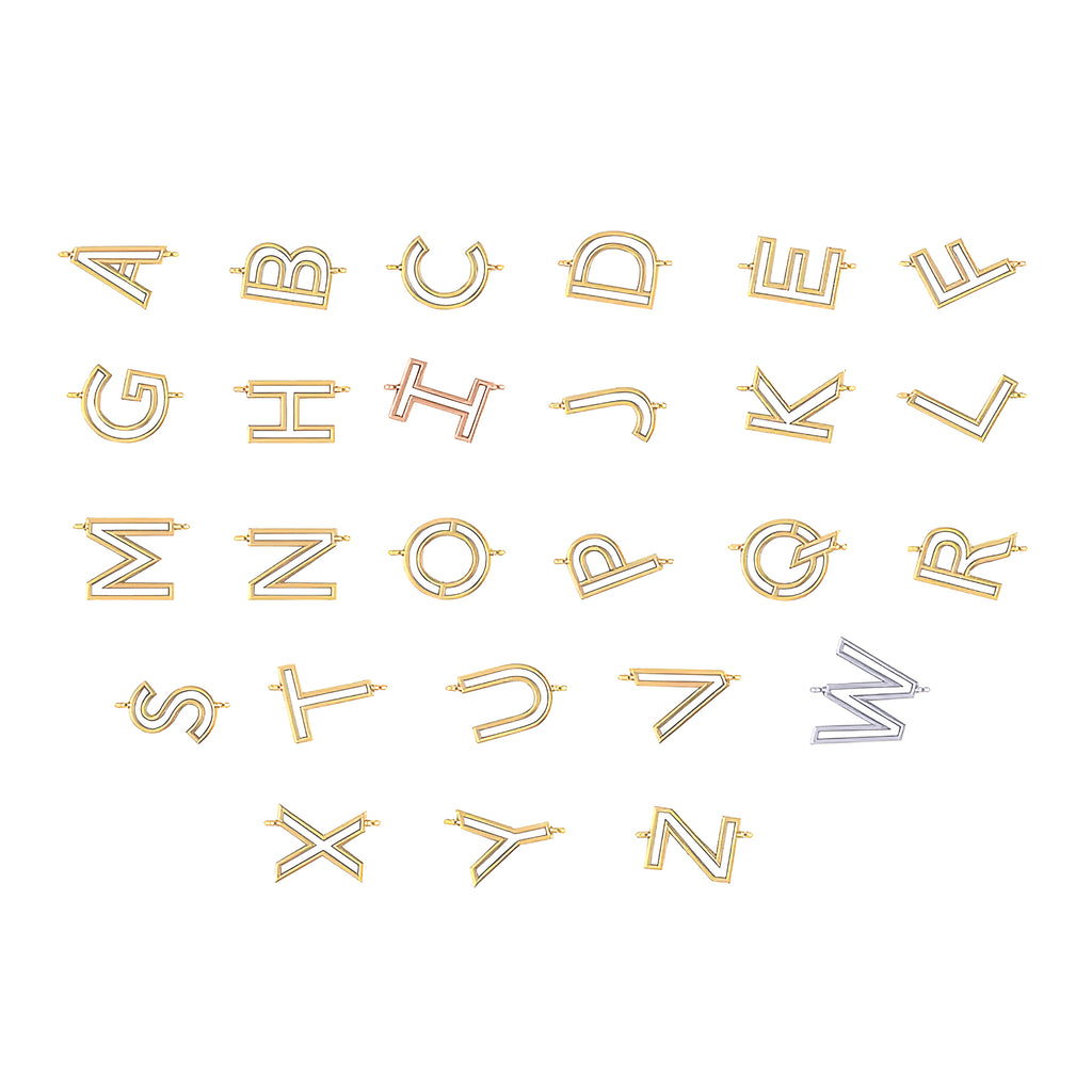 Custom Letter Charm Initial Pendant Necklace 14K White Gold