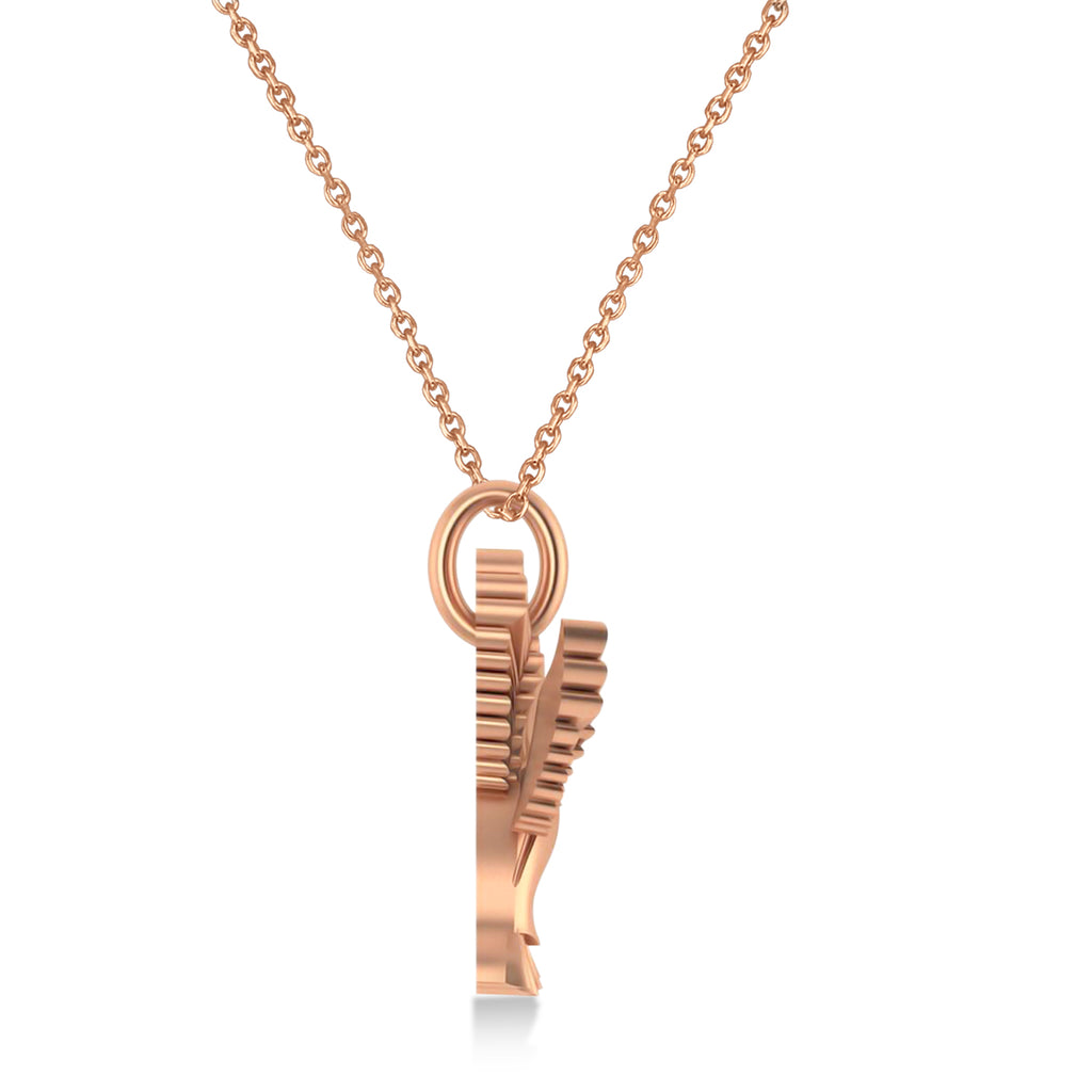 Hummingbird Charm Pendant Necklace 14K Rose Gold