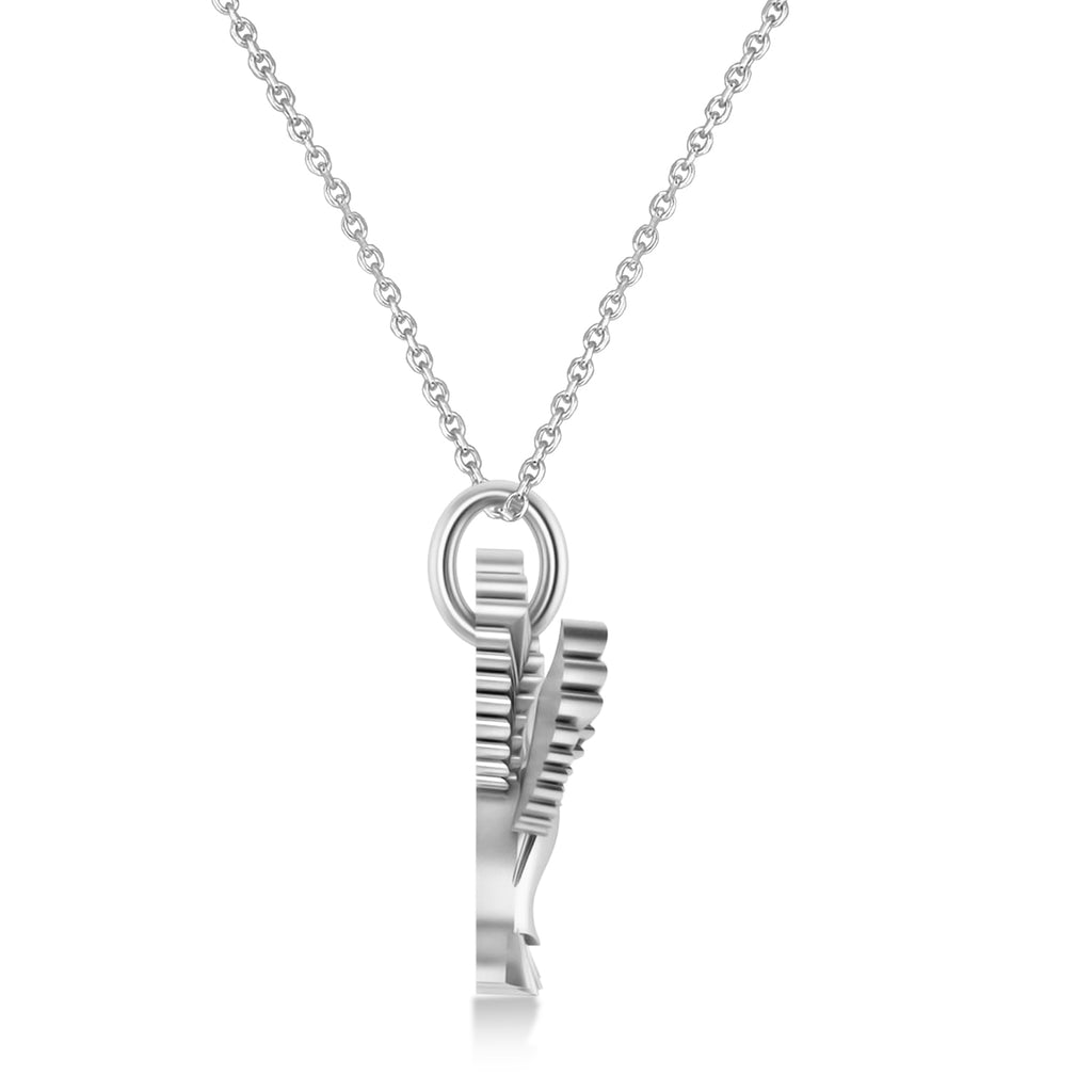 Hummingbird Charm Pendant Necklace 14K White Gold