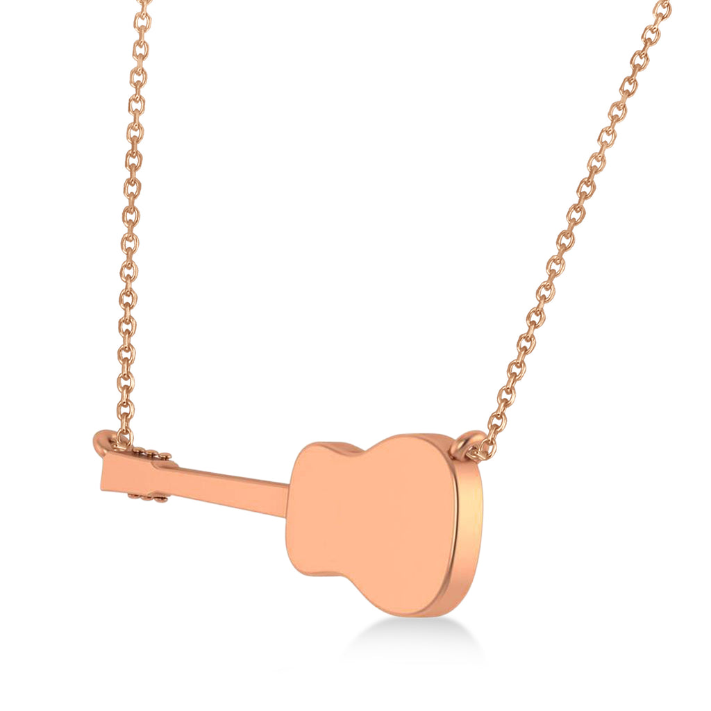 Guitar Charm Pendant Necklace Large 14K Rose Gold