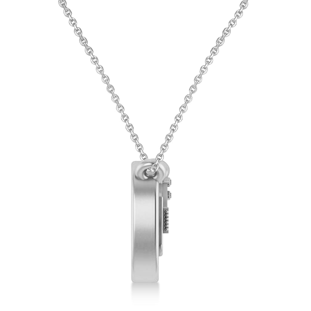 Guitar Charm Pendant Necklace Large 14K White Gold