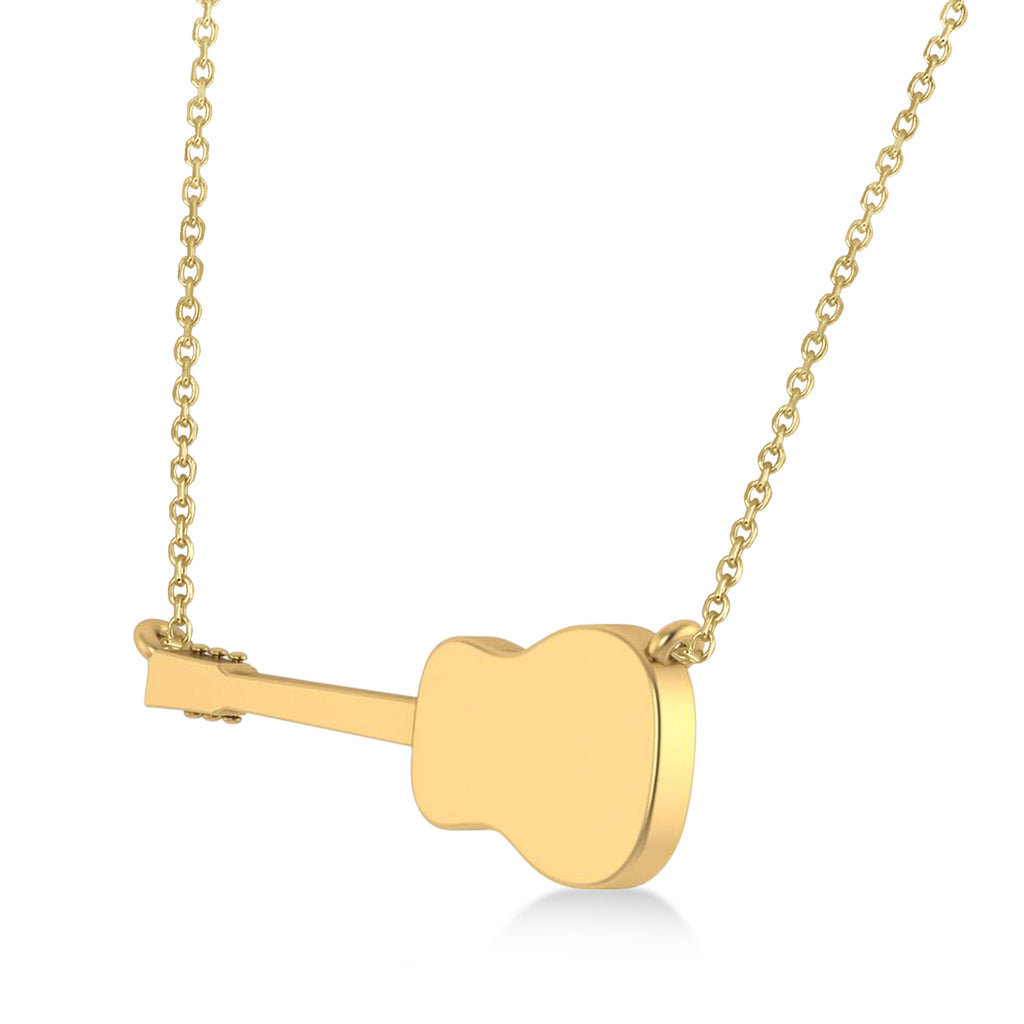 Guitar Charm Pendant Necklace Large 14K Yellow Gold