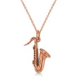 Saxophone Music Pendant Necklace 14 Rose Gold