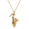 Saxophone Music Pendant Necklace 14K Yellow Gold