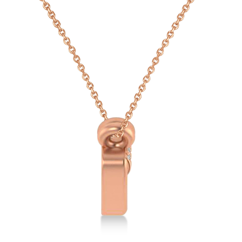 Diamond Golf Club Charm Pendant Necklace 14K Rose Gold (0.09ct)
