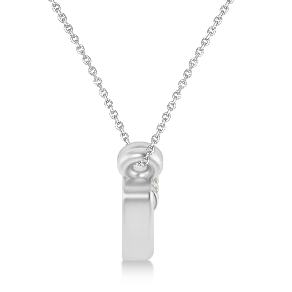 Diamond Golf Club Charm Pendant Necklace 14K White Gold (0.09ct)