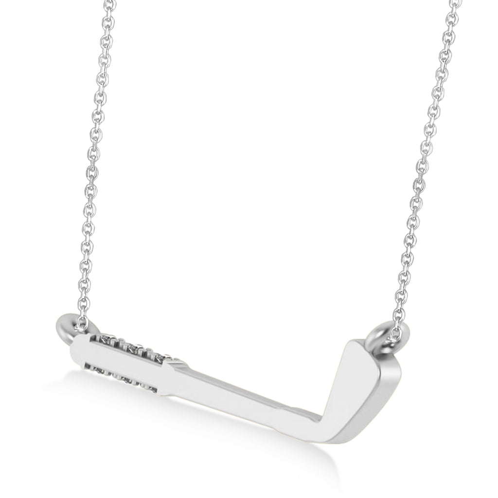 Diamond Golf Club Charm Pendant Necklace 14K White Gold (0.09ct)