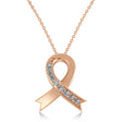Diamond Awareness Ribbon Charm Pendant Necklace 14K Rose Gold (0.12ct)