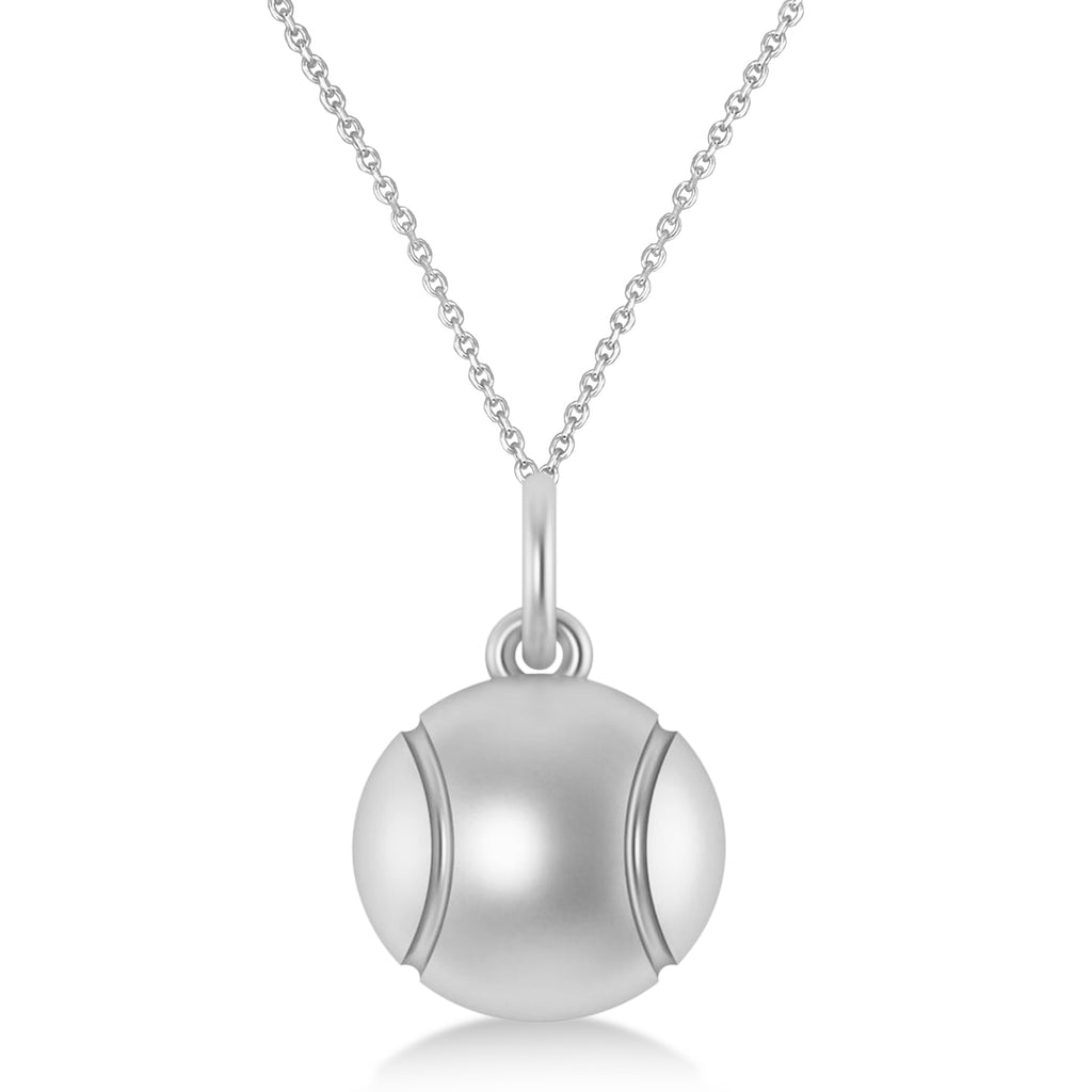 Tennis Ball Charm Pendant Necklace 14K White Gold