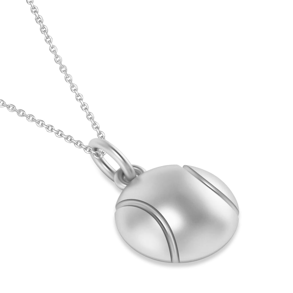 Tennis Ball Charm Pendant Necklace 14K White Gold