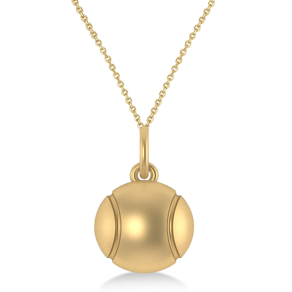 Tennis Ball Charm Pendant Necklace 14K Yellow Gold
