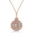 Diamond Tennis Ball Charm Pendant Necklace 14K Rose Gold (0.38ct)