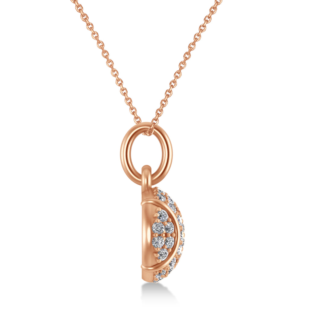 Diamond Tennis Ball Charm Pendant Necklace 14K Rose Gold (0.38ct)